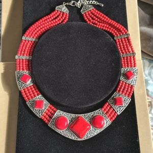 Red collar necklace